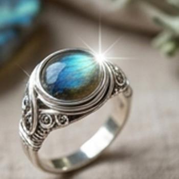 Labradorite Gemstone Solitaire Anchor Ring